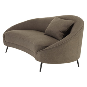 LEOPOLD - Canapé 3 p. tissu bouclette taupe dossier incurvé pieds métal