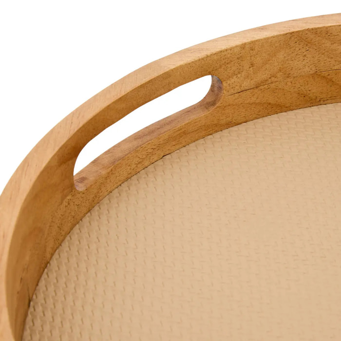 PLATEAU ROND PU BONIE TAUPE X2