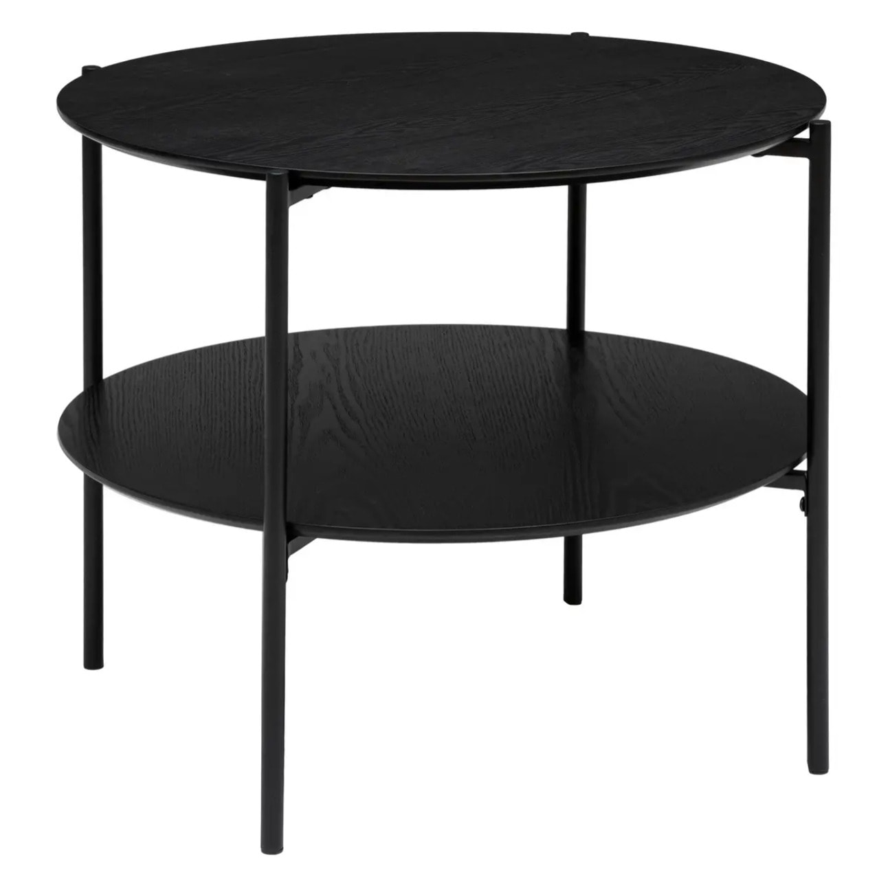 Table basse ronde "Kemi" en placage noyer & métal D63,2cm noir