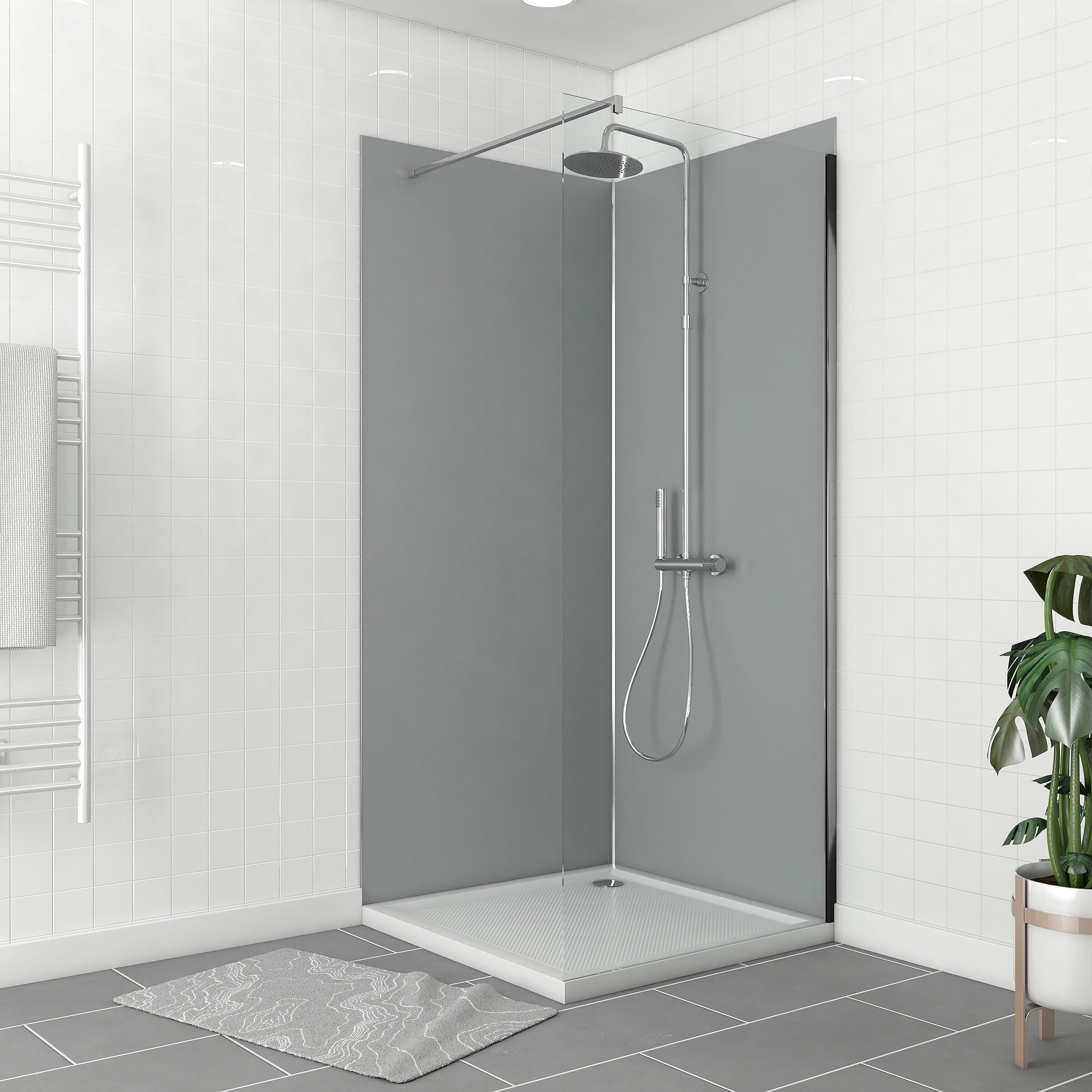 Pack 2 Panneaux muraux Silver 90x210cm avec Profilés Chrome - WALL'IT