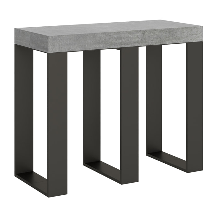 Console extensible 90x40/196 cm Sintesi Small Gris Béton cadre Anthracite