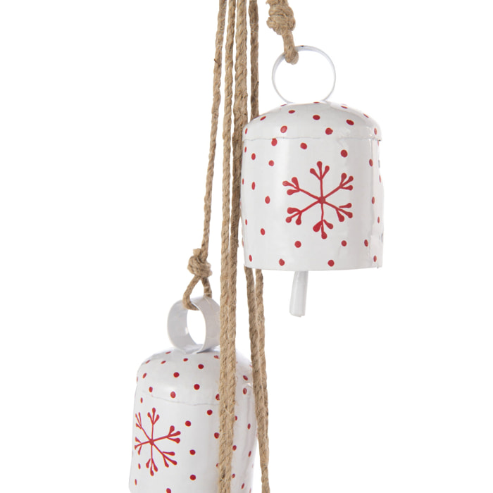 J-Line suspension 7 Cloches Flocons de neige - fer - blanc/rouge - 2 pièces