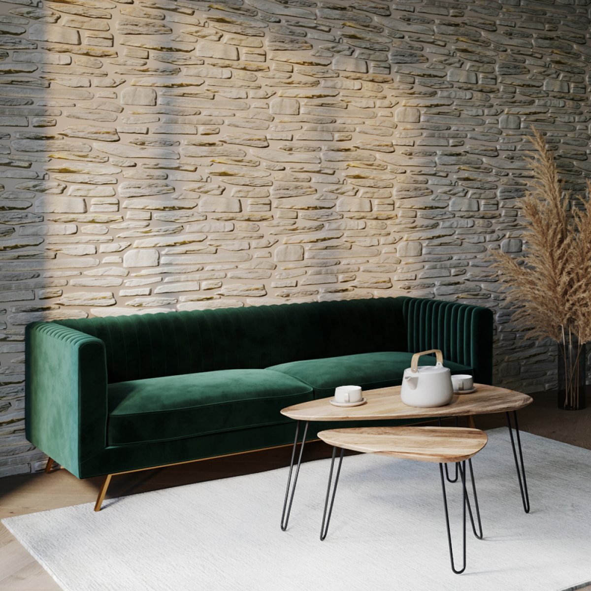 Canapé 3 places en velours vert foncé - Gatsby