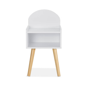 Table de chevet chambre enfant. blanc. pieds en pin