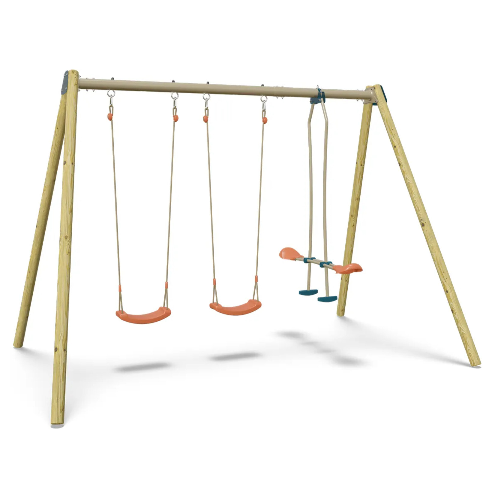 Balançoire double avec face à face - Techwood Harmonie BLOU - Aléo by Trigano