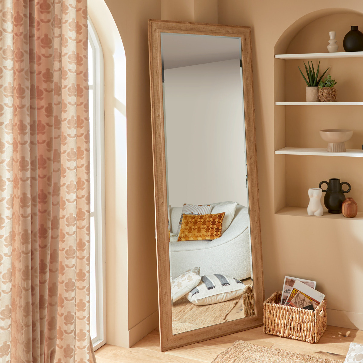 Miroir en cannage "Joanna" marron 195x72cm