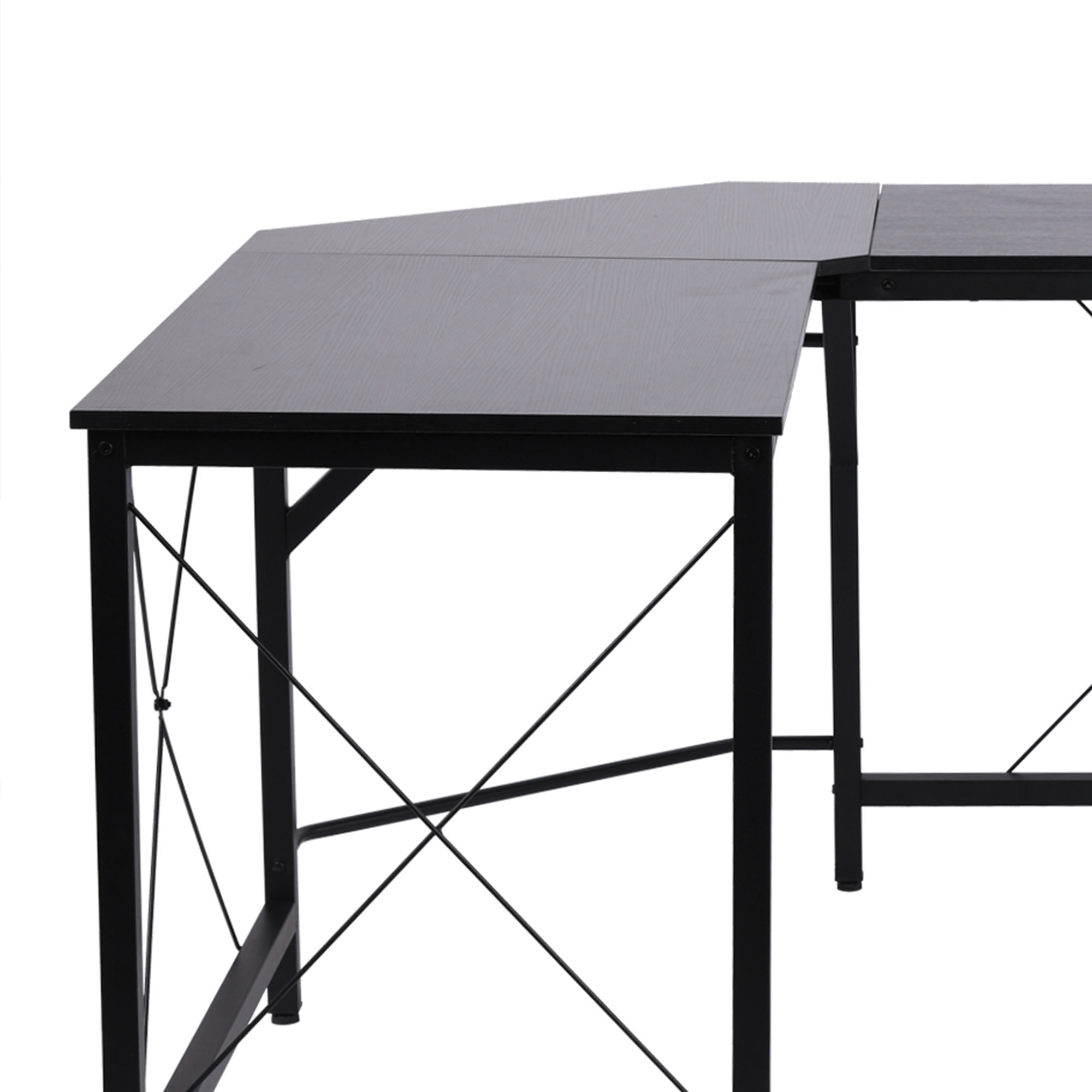 Mesa de Ordenador PC Esquinera de Forma L 150x150x76cm Negro