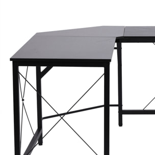 Mesa de Ordenador PC Esquinera de Forma L 150x150x76cm Negro