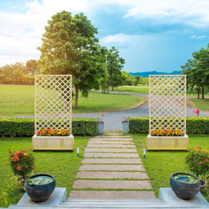 Dorothy - Fioriera in legno di cedro impregnato con spalliera H180 cm - natural oak