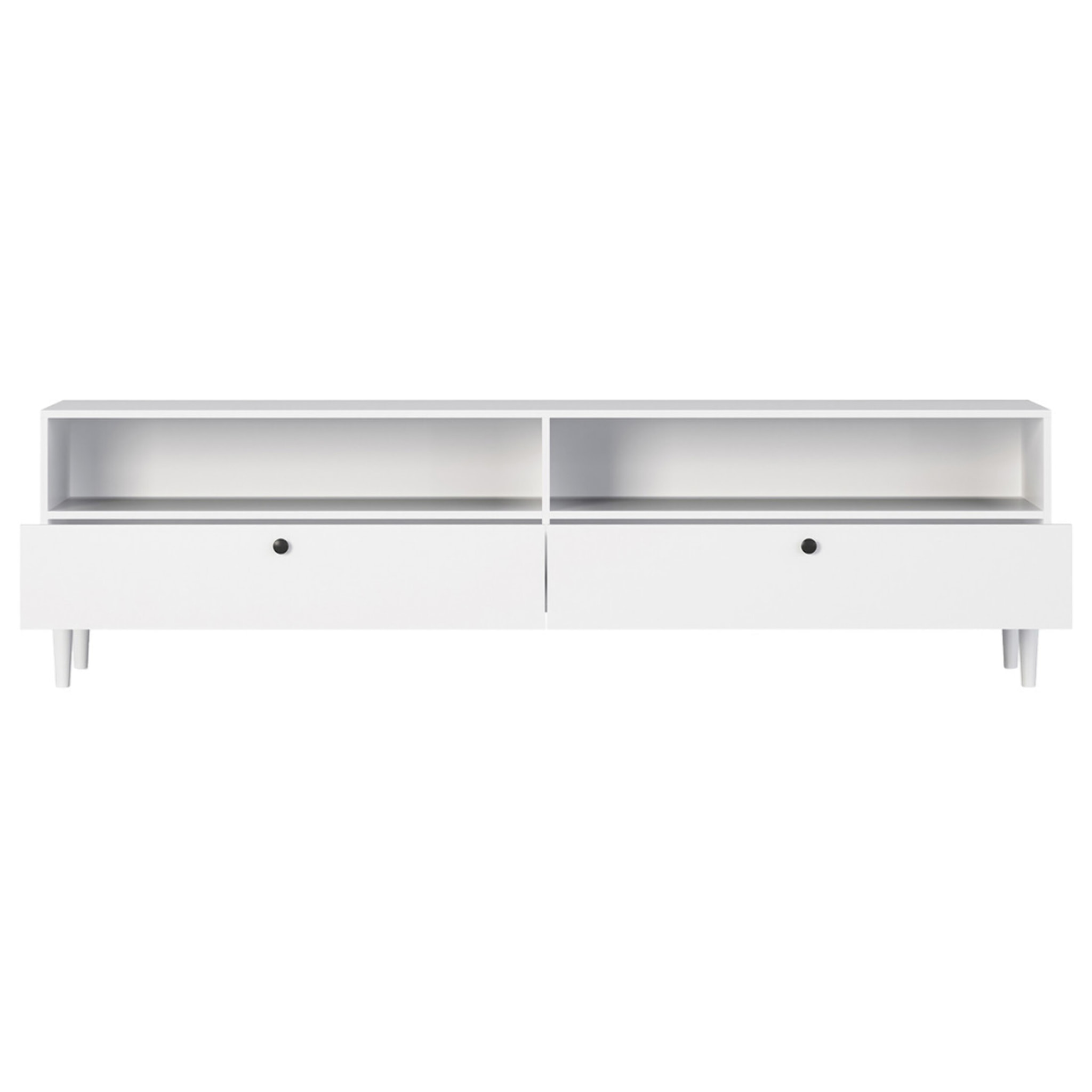 Gaby - meuble tv - blanc - 2 tiroirs et 2 niches - 200 cm - Blanc