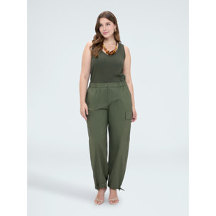 Fiorella Rubino - Top in jersey con scollo a V - Verde militare
