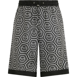 PHILIPP PLEIN Silk Drawstring Shorts Monogram 70's