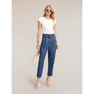 Motivi - T-shirt in cotone con charms - Bianco