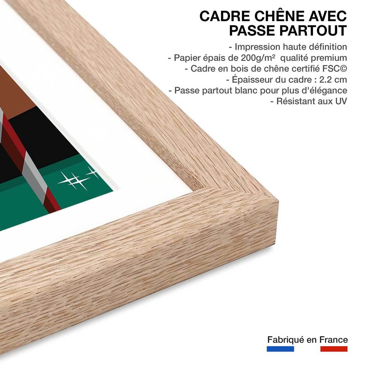 Affiche Gondole à Venise Affiche + cadre en bois - Chêne