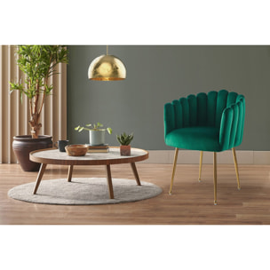 Sedia Mucha 100 in velluto verde smeraldo con gambe dorate