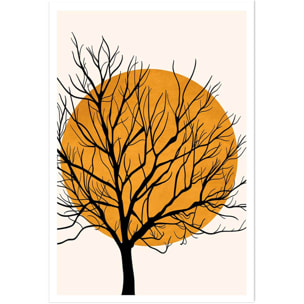 Affiche dessin ""soleil caché"" Affiche seule