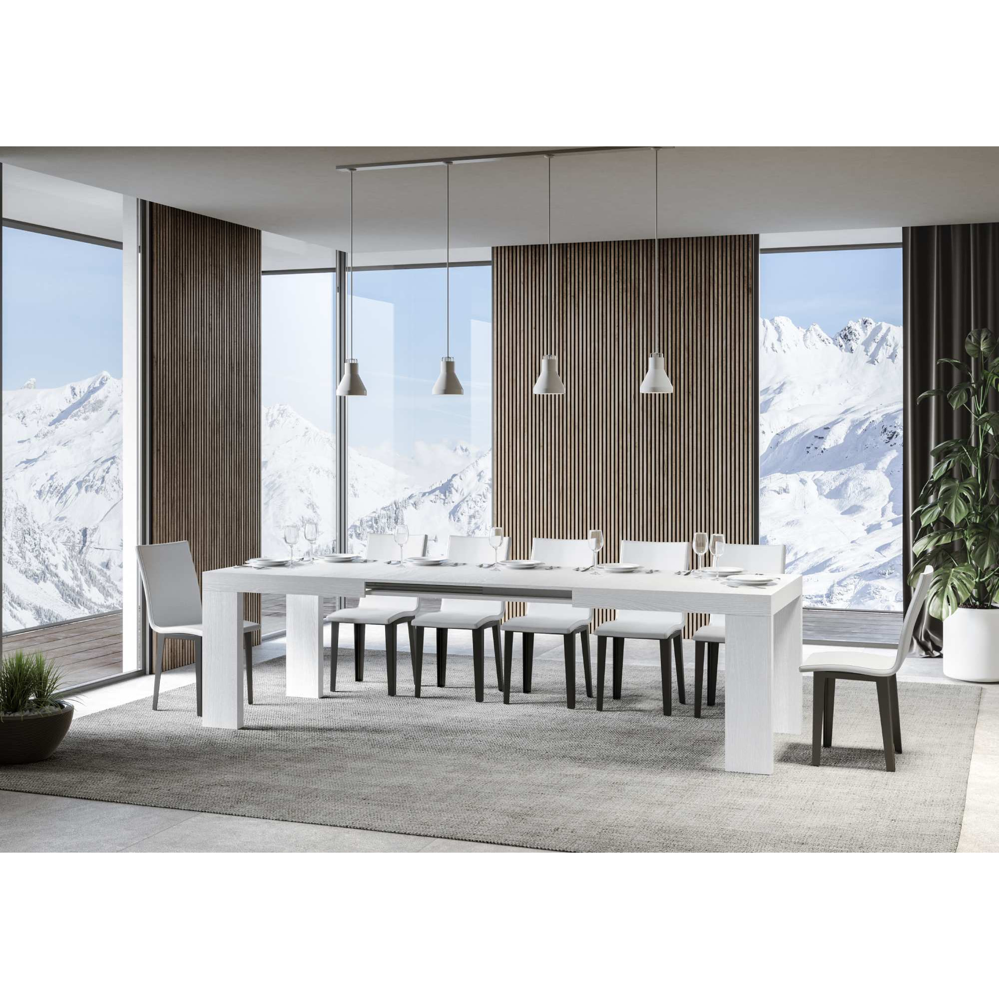 Tavolo allungabile 90x200/460 cm Roxell bianco frassino
