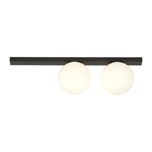 Lampada a parete FIT in acciaio nero opaco e vetro opalino