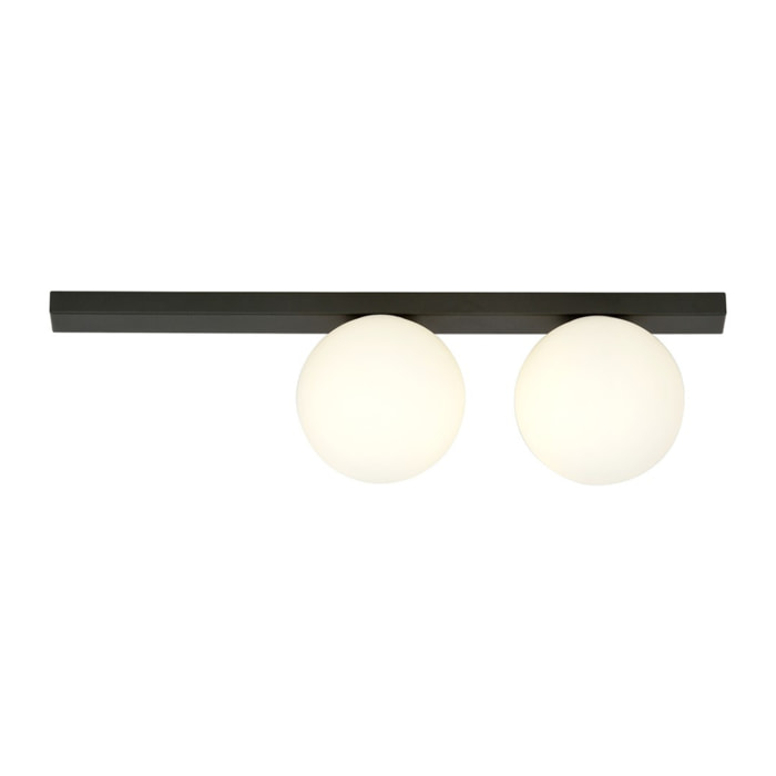 Lampada a parete FIT in acciaio nero opaco e vetro opalino