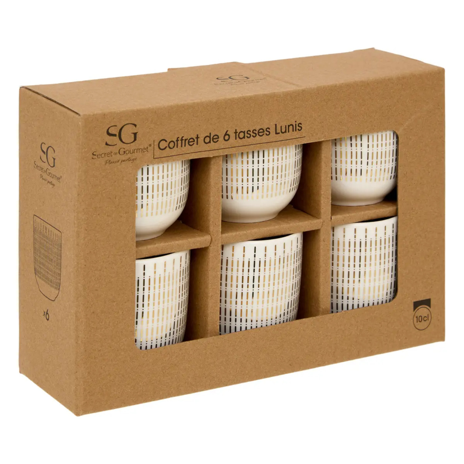 Coffret 6 tasses Lunis 109ml doré
