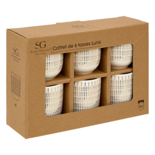 Coffret 6 tasses Lunis 109ml doré