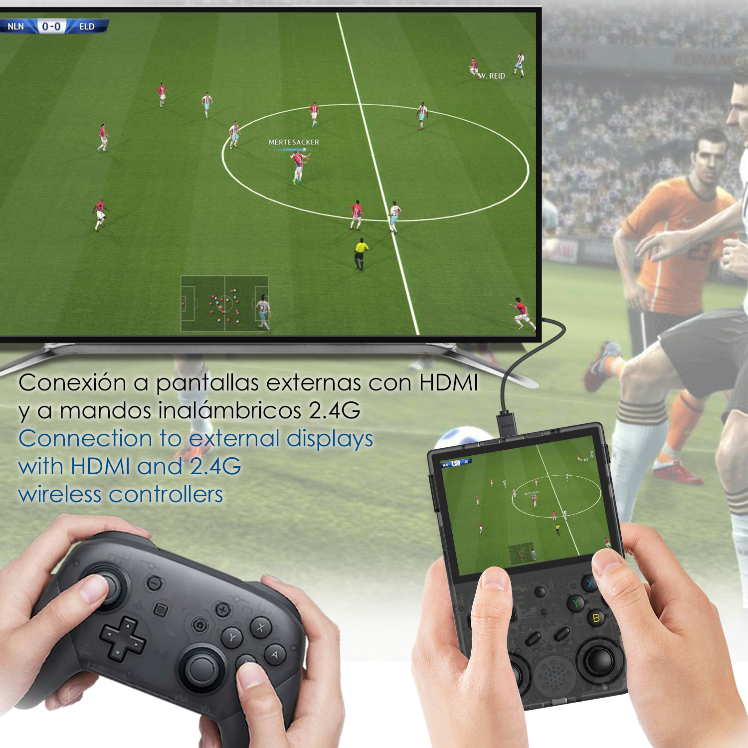 Console emulatore multipiattaforma RG353VS. Schermo IPS da 3,5"; sistema operativo Linux, quad-core da 1,8 GHz, WiFi, 128 GB. +23.000 giochi.