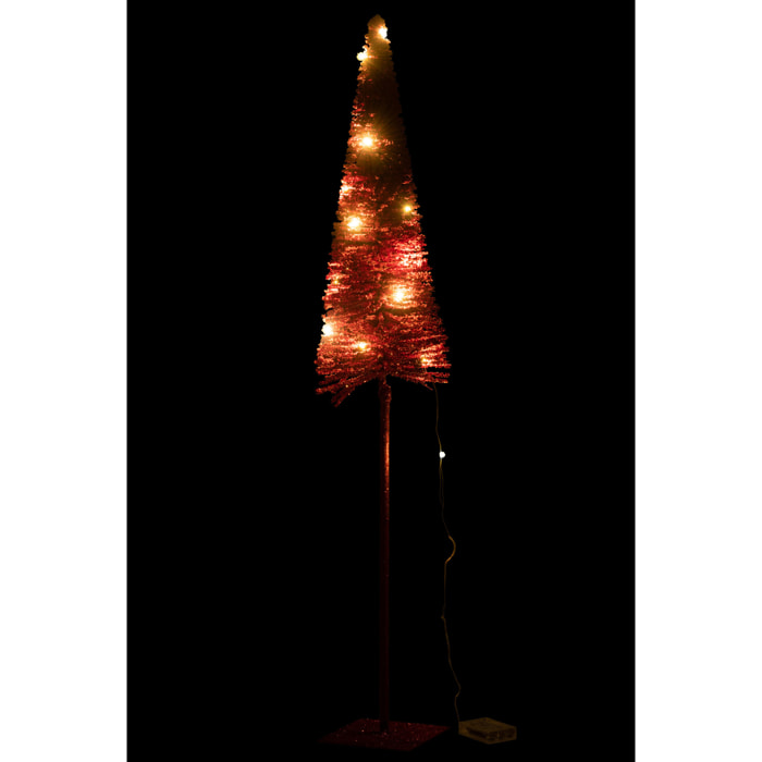 J-Line décoration sapin de Noël - plastique - rouge - large - LED/piles