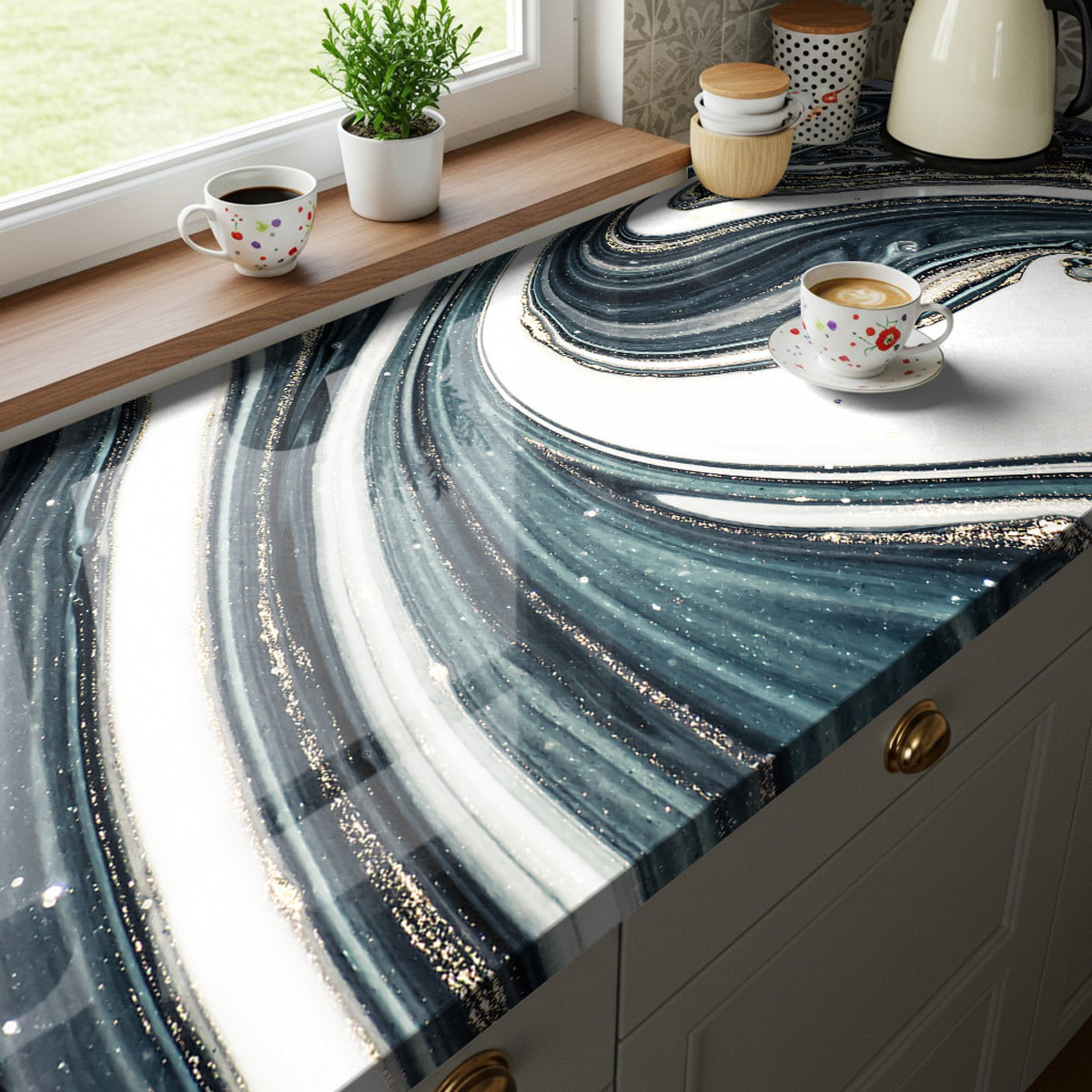 Rouleau revêtement adhésif imperméable - Sticker lavable plan de travail - ÉPOXY BALI