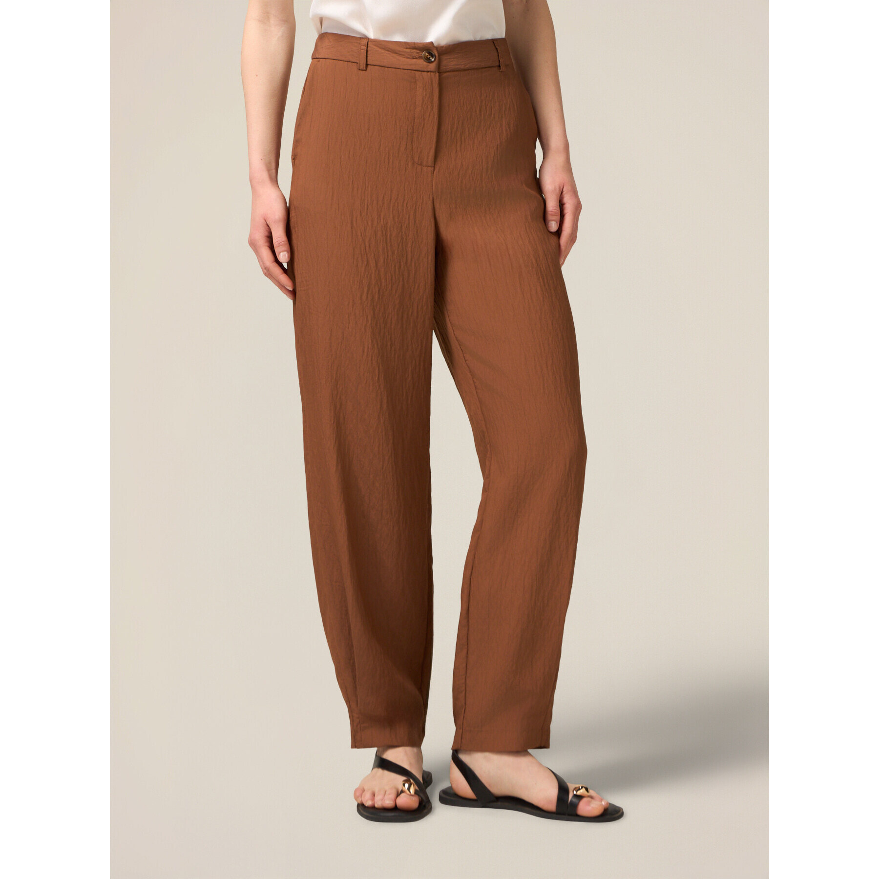 Oltre - Pantalones palazzo de tejido fluido - Marrón