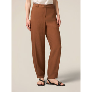 Oltre - Pantalones palazzo de tejido fluido - Marrón