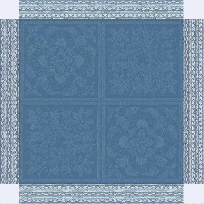 Serviette pur lin motif jacquard bleu Harmonie bleu