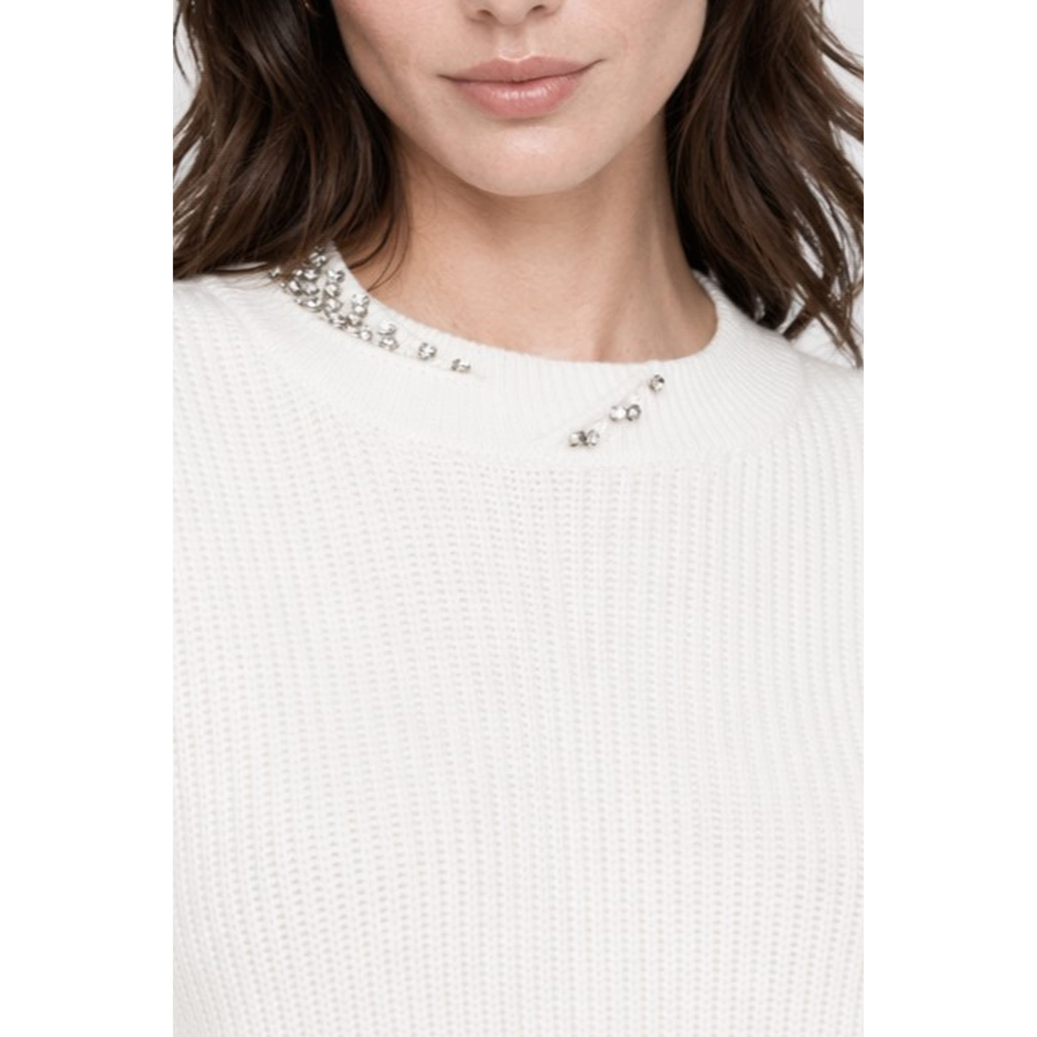 Kocca - Maglia a maniche lunghe a coste con scollo decorato Donna