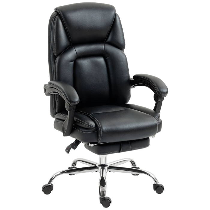 Fauteuil de bureau manager inclinable repose-pieds rétractable synthétique noir
