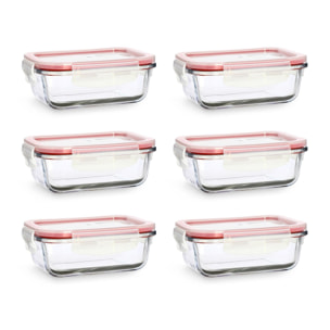 Lot de 6 boîtes hermétiques 370ml en verre  CLEMENTINE