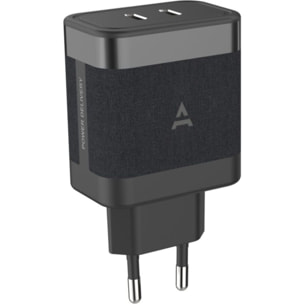 Chargeur + câble ADEQWAT 65W 2 USB-C + Câble USB-C 2M - Noir