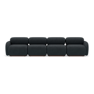 Penelope - canapé droit modulable 4 places en velours texturé - Noir