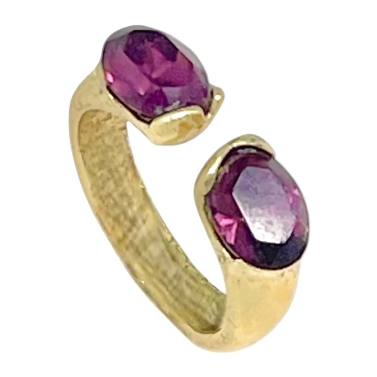 Anillo doble cristal abierto alianza dorado chapado latón cristal Sw amatista
