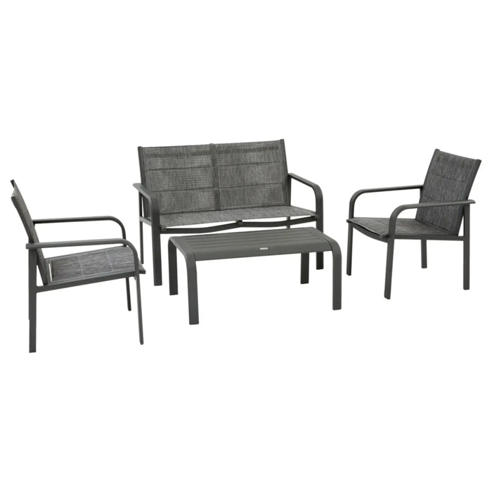 Salon de jardin Piazza 4 places gris graphite
