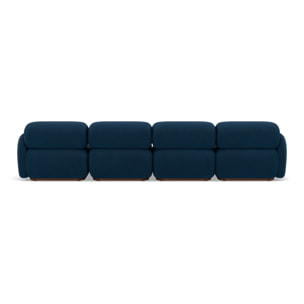 Penelope - canapé droit modulable 4 places en velours texturé - Bleu