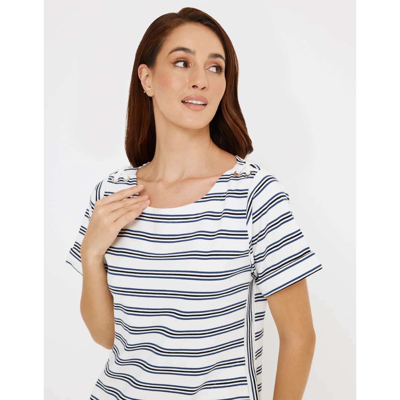 Vestido Corto Rayas Blanco - Marini