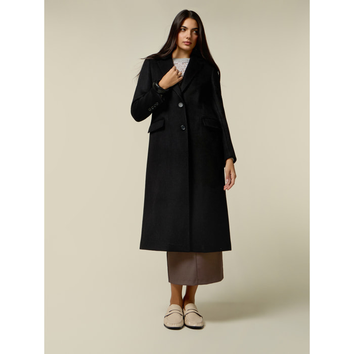 Oltre - Cappotto lungo misto lana - Nero