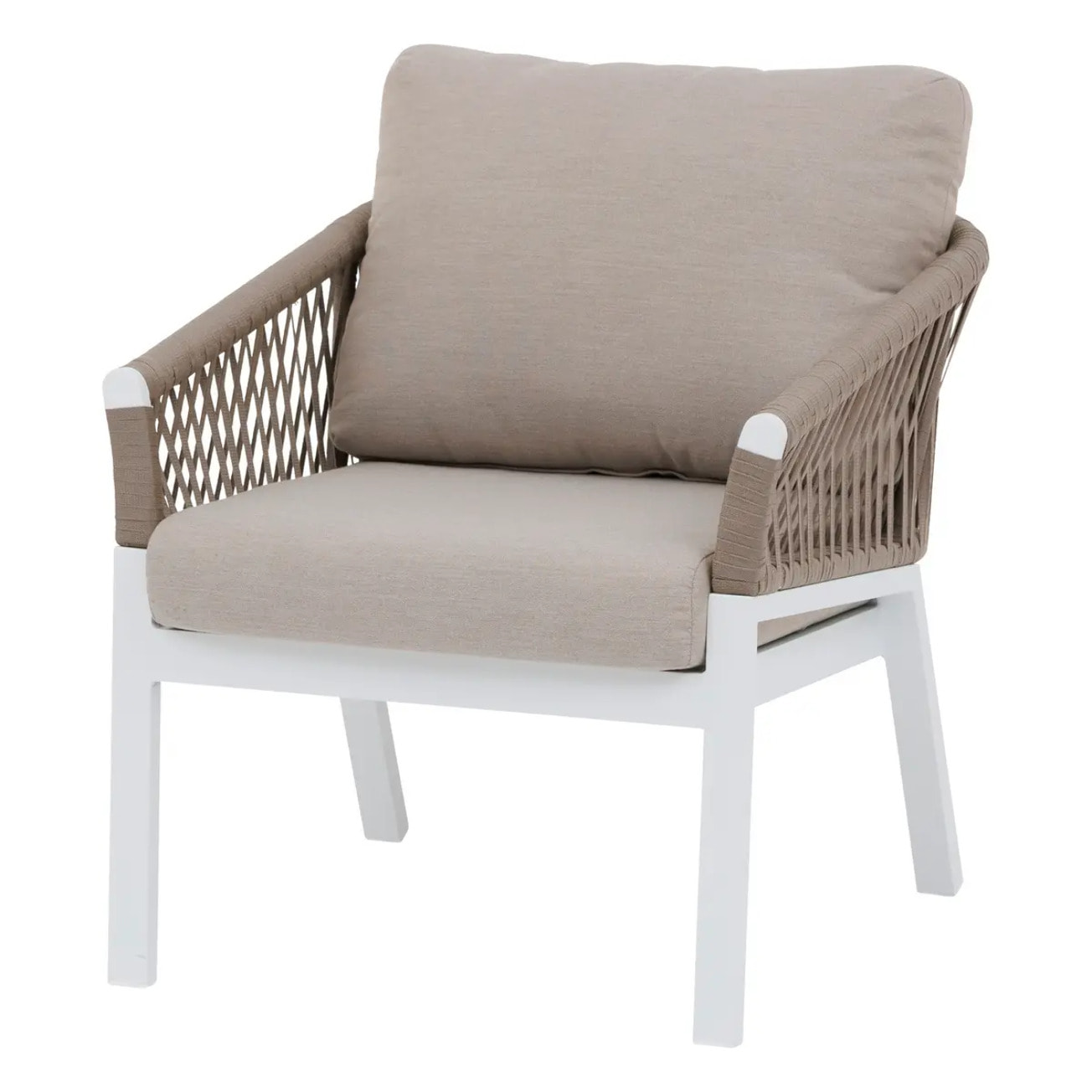 Salon de jardin "Oriengo" taupe & blanc 5 places en aluminium traité époxy