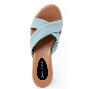Sandalo con zeppa Donna colore Blu