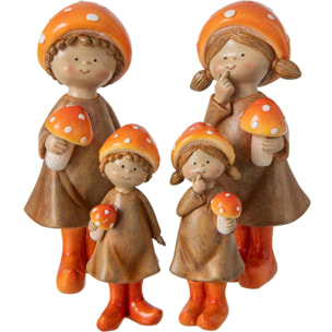 J-Line Garçon et fille champignon - polyrésine - beige/orange - large - assortiment de 2