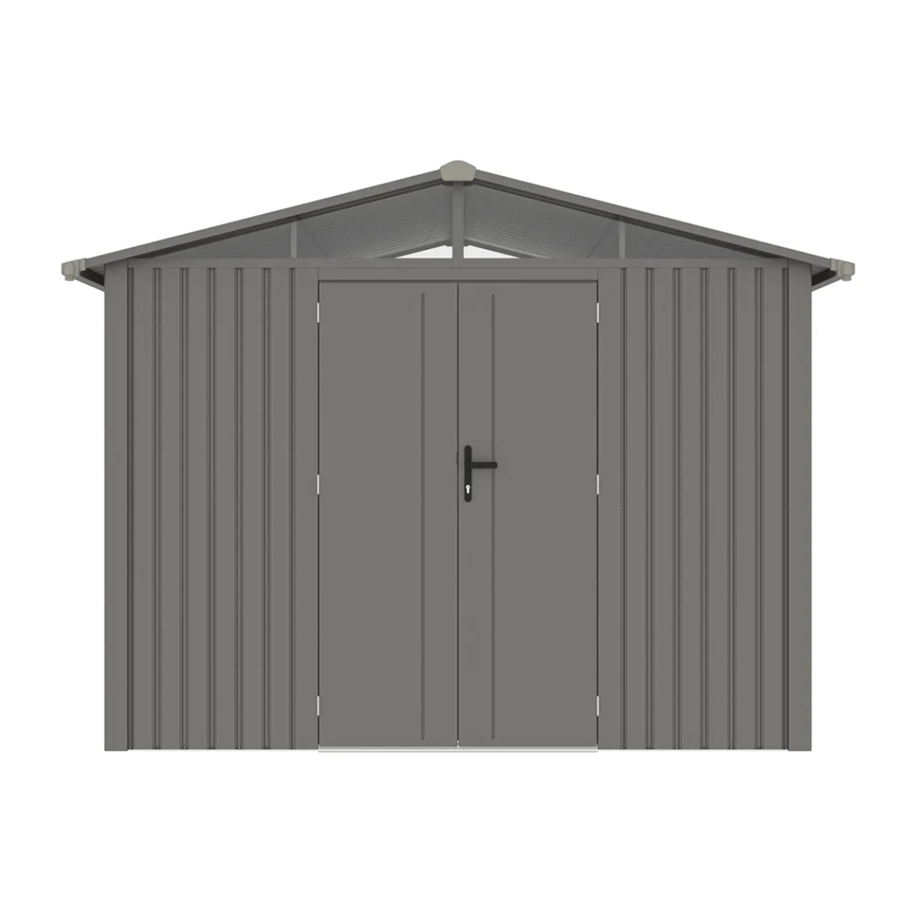 Abri de jardin métal gris taupe 5.71 m² + kit d'ancrage