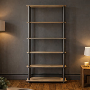 MAEVA Étagère contemporaine effet chêne - 6 niveaux