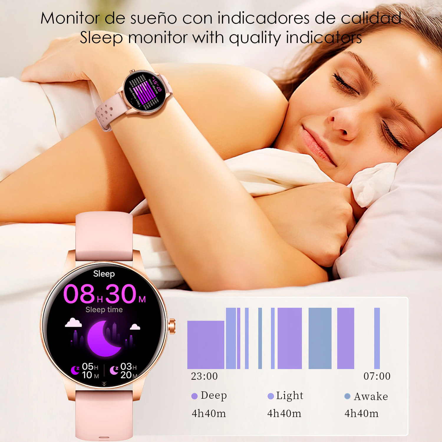 Smartwatch QS80 con llamadas BT, notificaciones push. Monitor deportivo y de salud. Correa de metal.