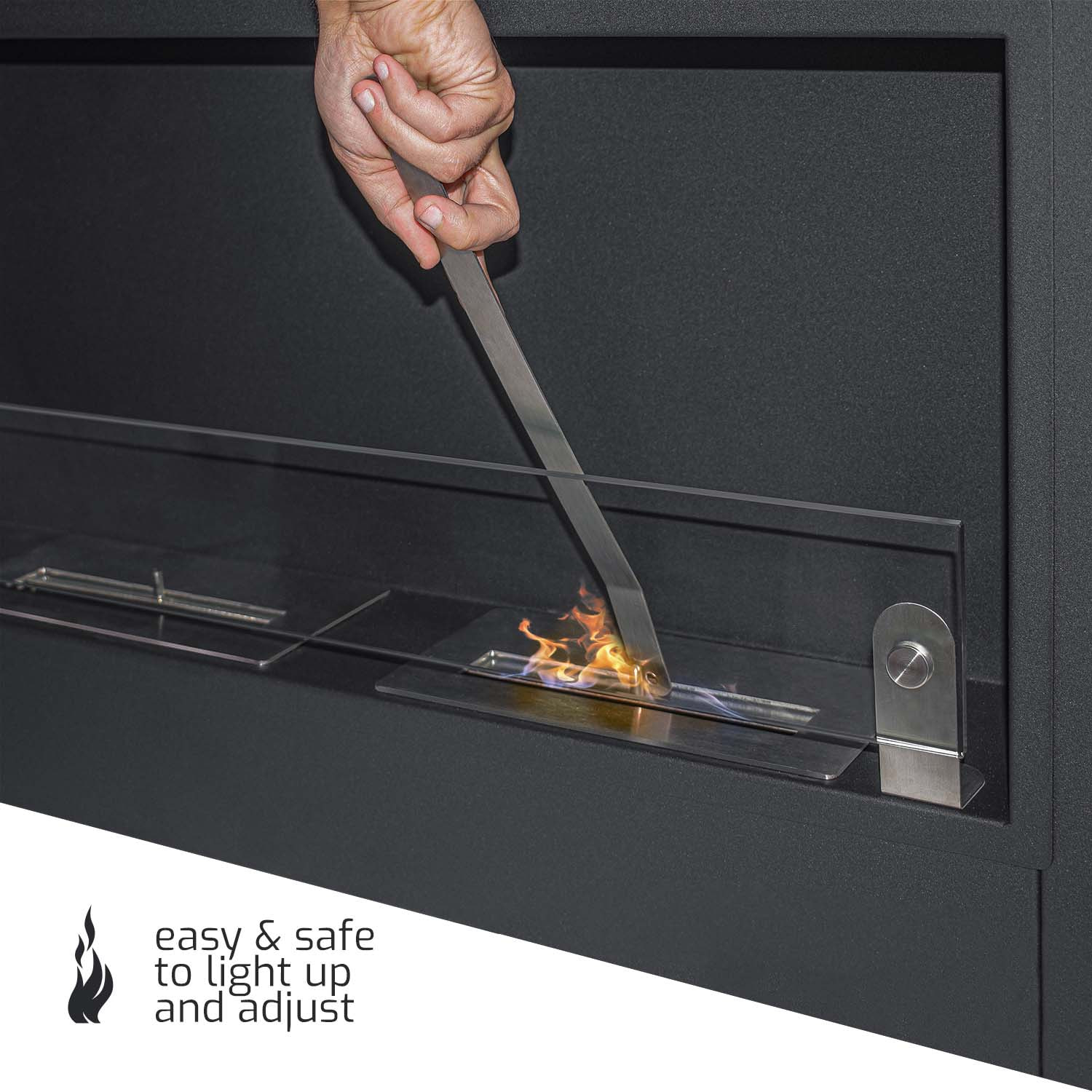 Augusto - Caminetto a bioetanolo da incasso con 2 bruciatori da 1.5L 110x54cm