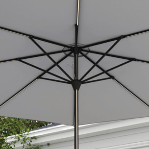 Sombrilla de Jardín Ø265x240 cm Parasol de Terraza con Luces LED Solares Manivela e Impermeable para Piscina Patio Gris Claro