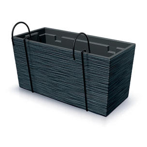 Macetero color antracita, con depósito y ganchos para colgar, colección FURU, de 39,5 x 18,5 x 19,5 cm, capacidad de 8 L.
